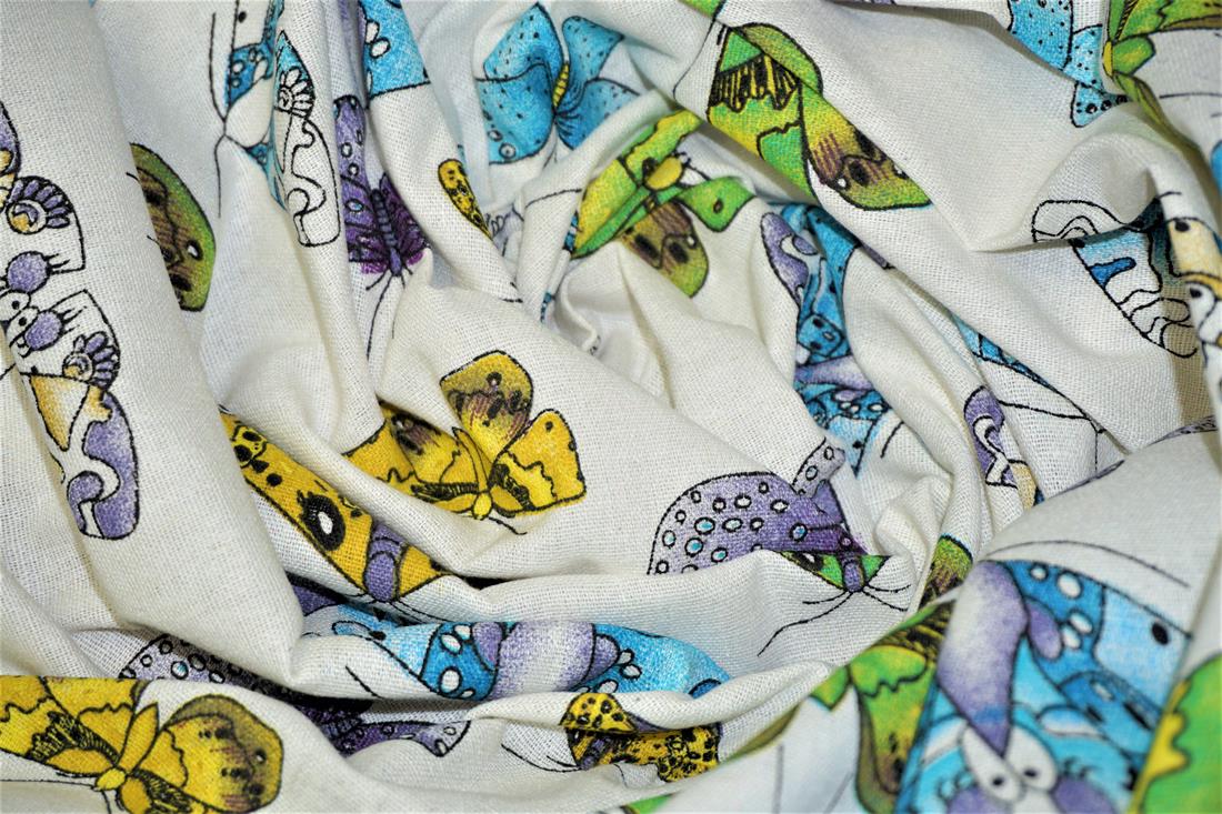 White Cotton Printed Canvas Fabric