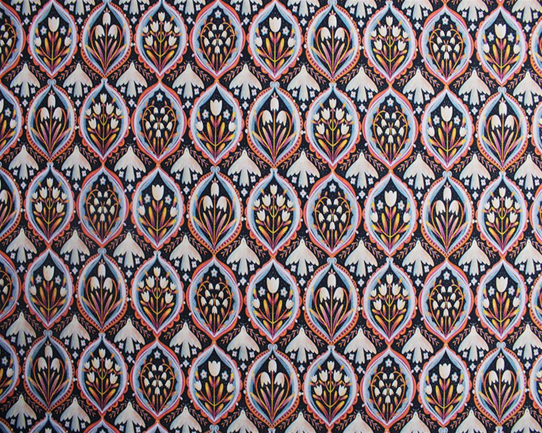 Navy Little Johnny - Floral Morris Dove Cotton