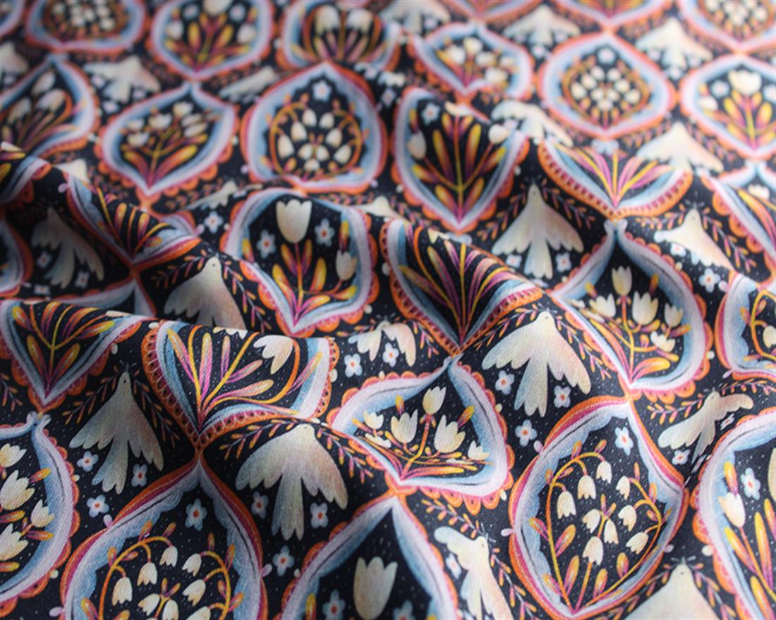 Navy Little Johnny - Floral Morris Dove Cotton