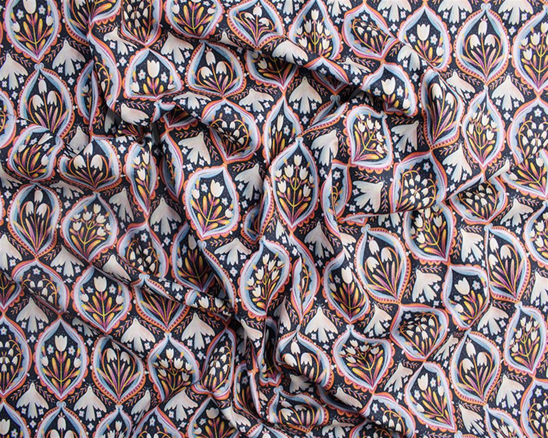 Navy Little Johnny - Floral Morris Dove Cotton
