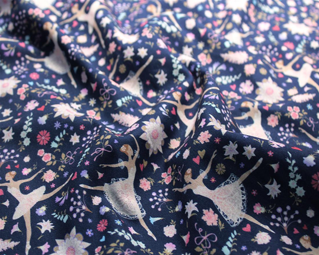 Navy Little Johnny - Floral Ballerinas Cotton