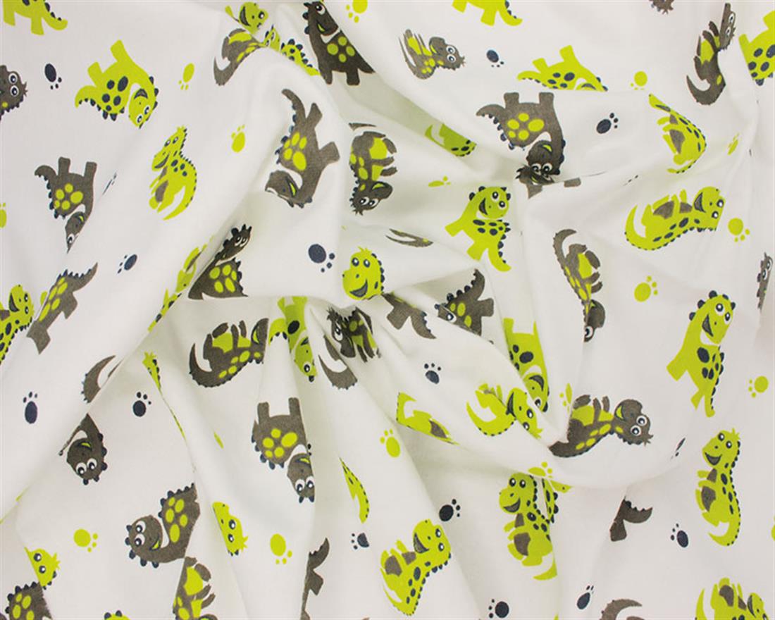 White Cotton Dinosaur Winceyette