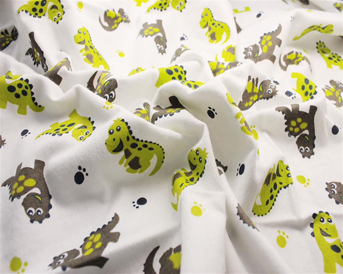 White Cotton Dinosaur Winceyette