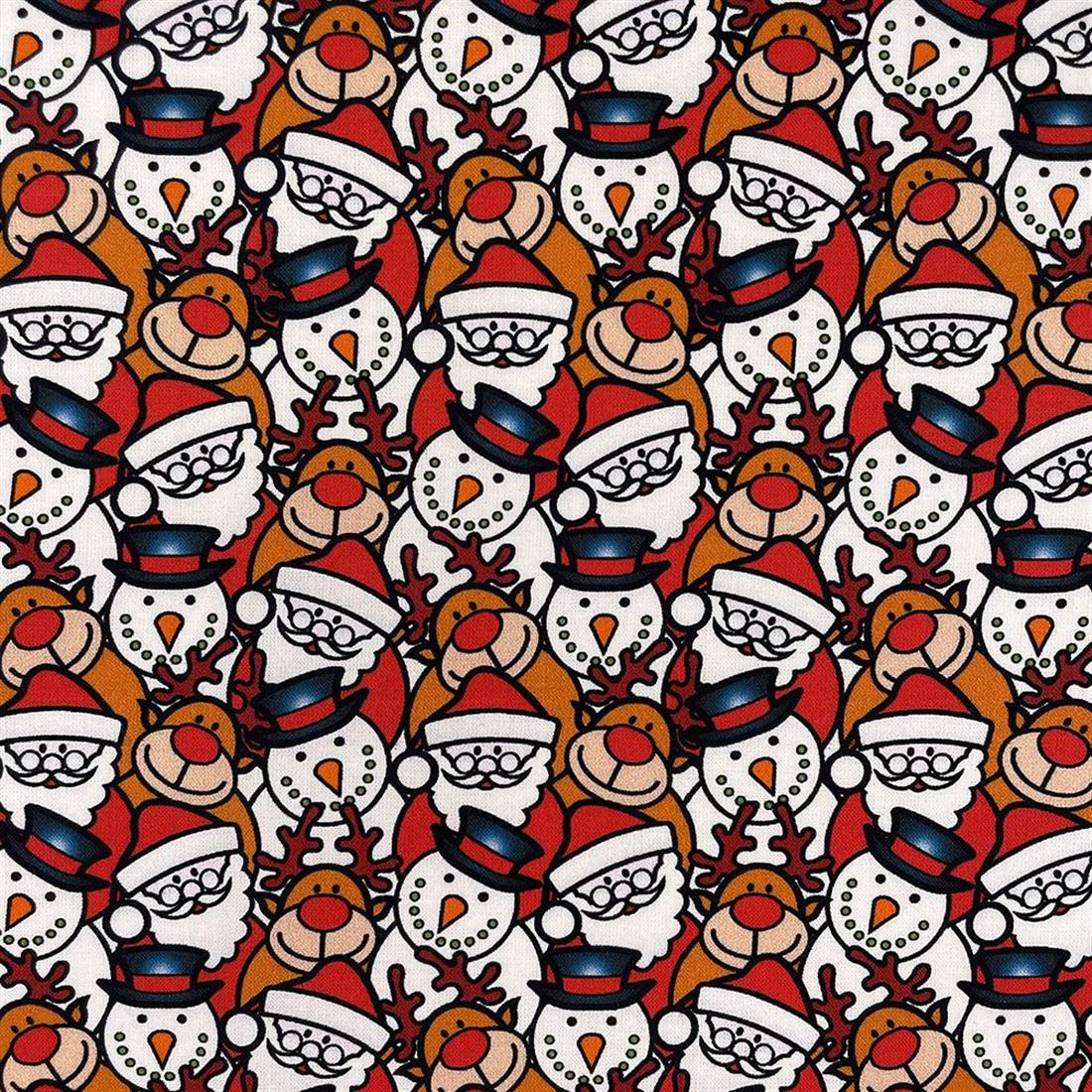 White & Red Digital Print Cotton Santa's Little Helper