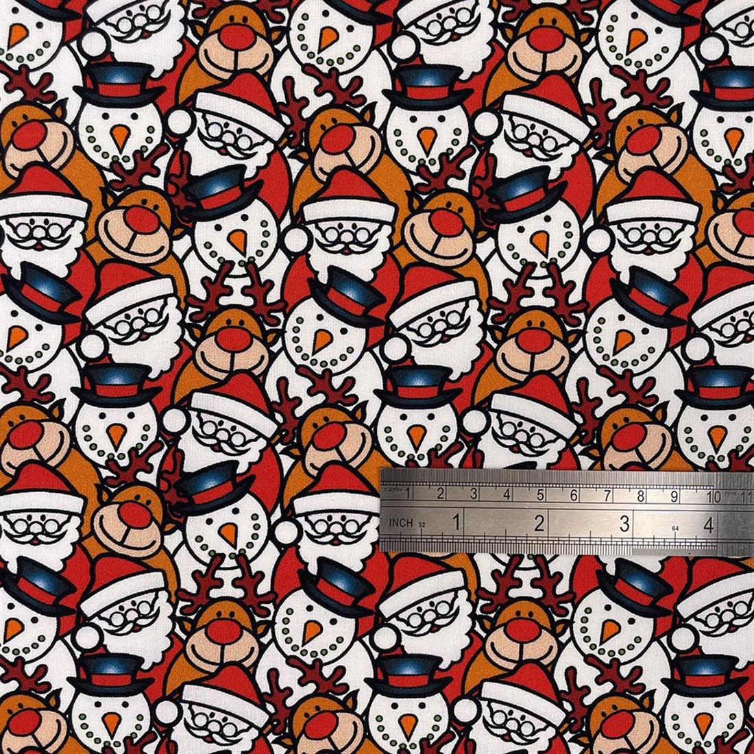 White & Red Digital Print Cotton Santa's Little Helper