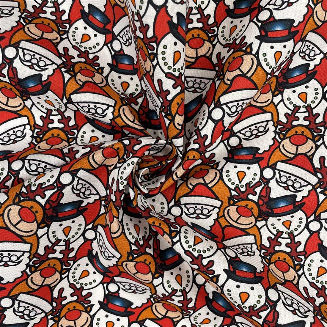 White & Red Digital Print Cotton Santa's Little Helper
