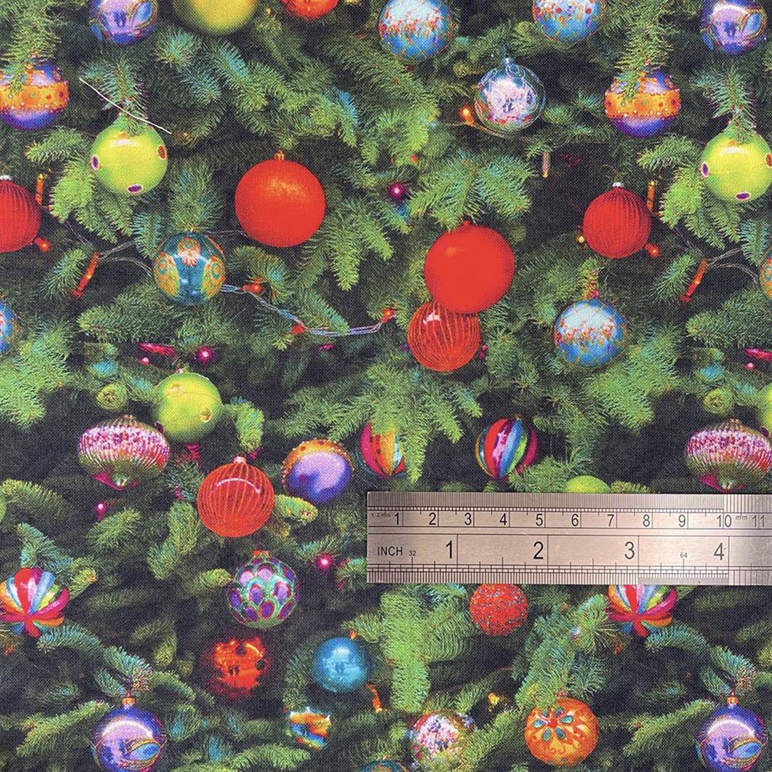 Green Digital Print Cotton Christmas Baubles