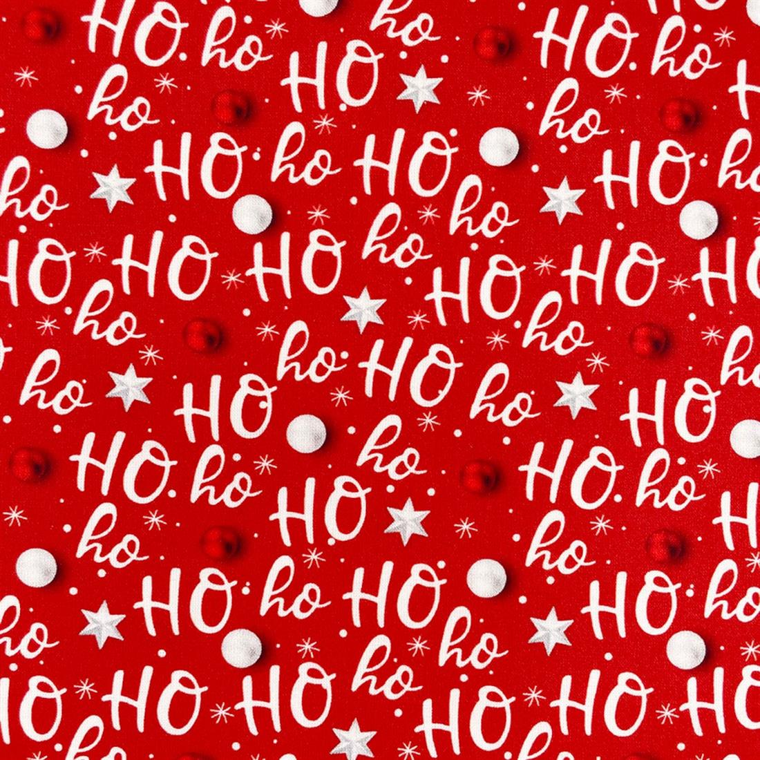 Red Digital Print Cotton Ho Ho Ho