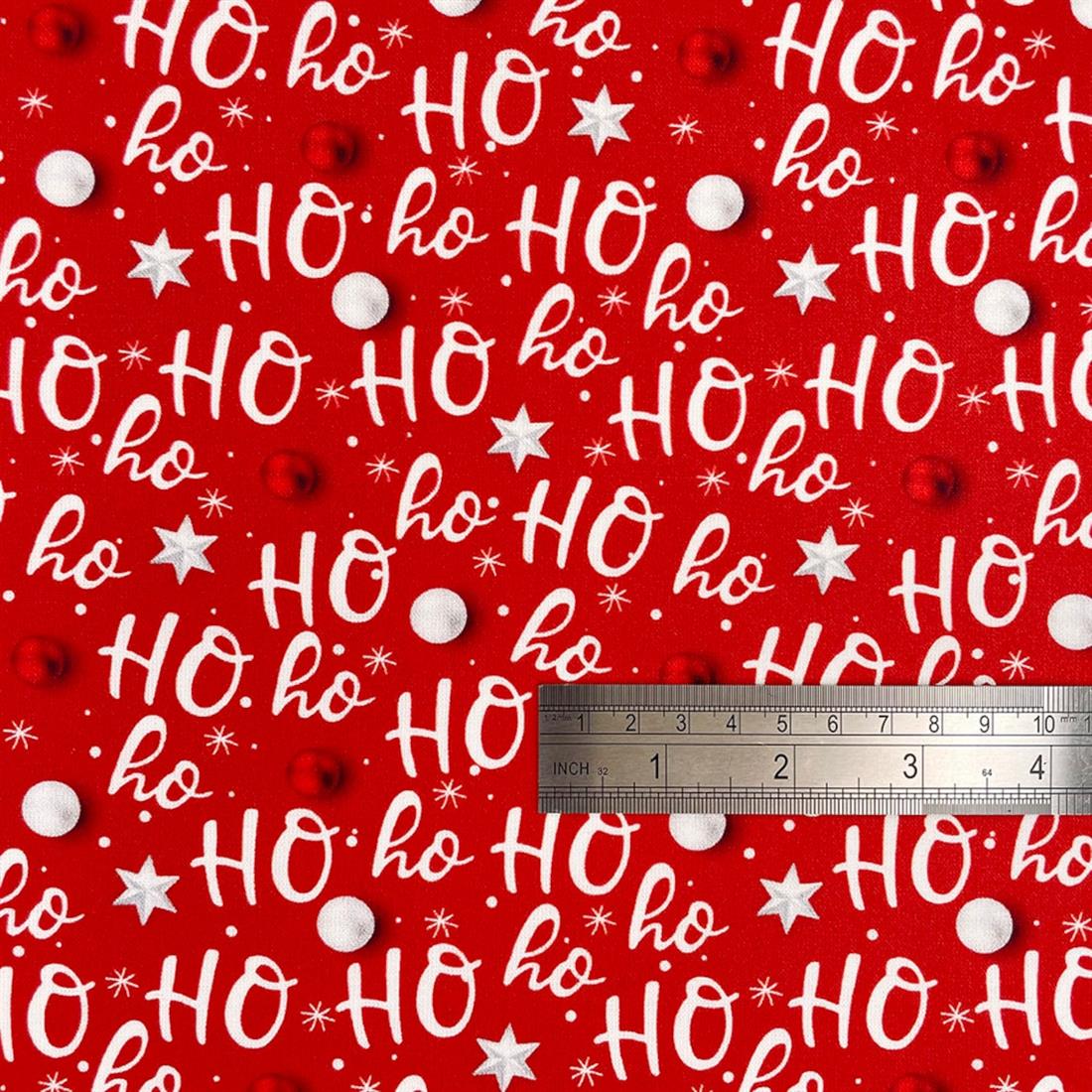 Red Digital Print Cotton Ho Ho Ho