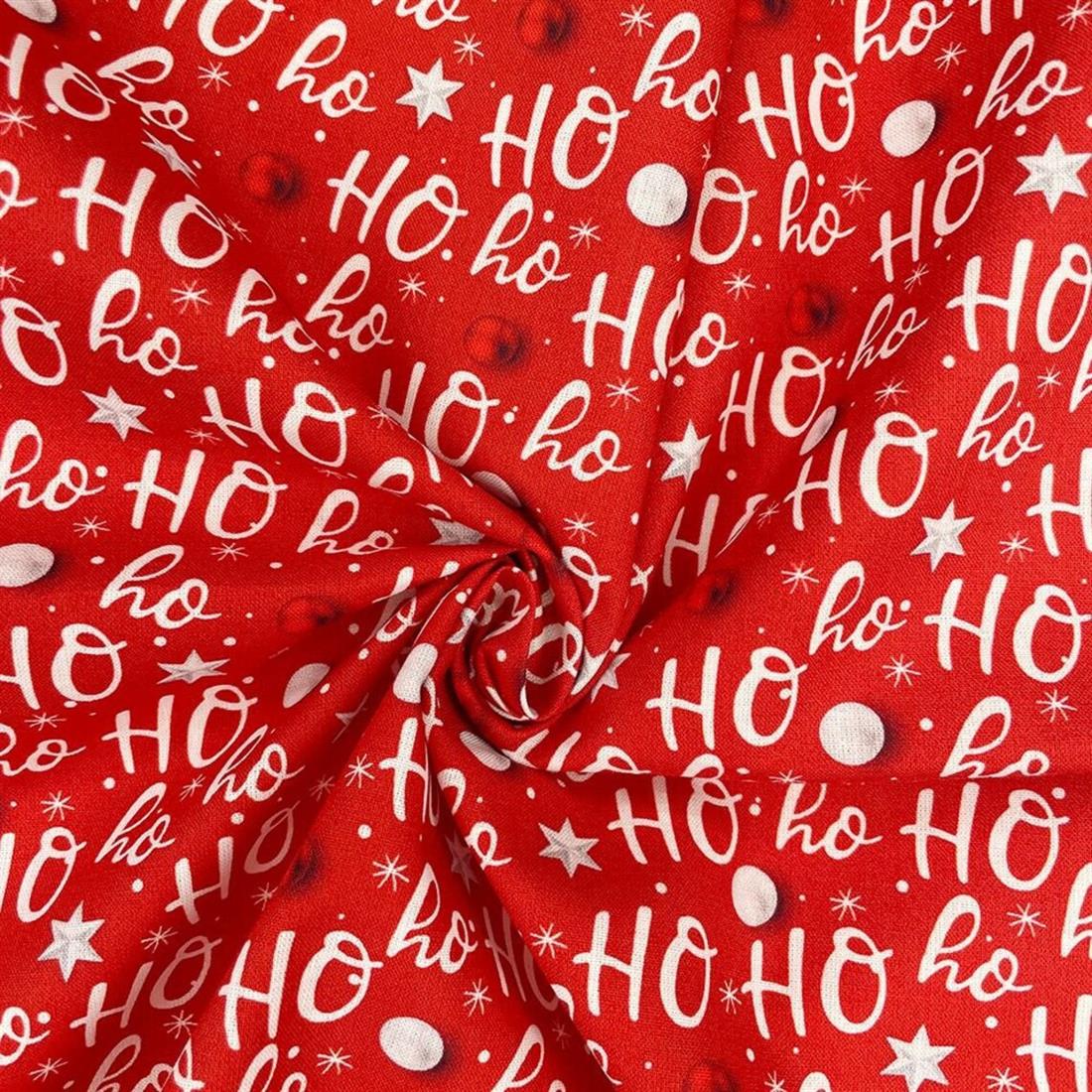 Red Digital Print Cotton Ho Ho Ho