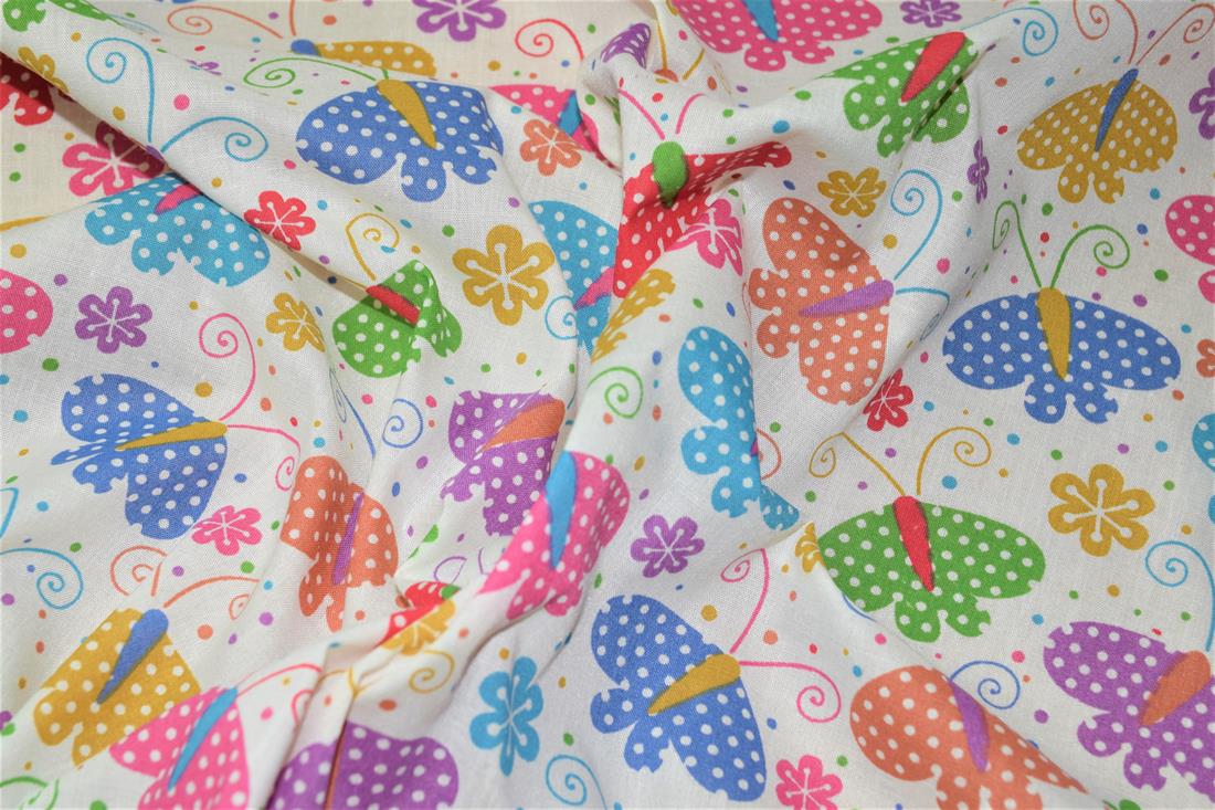 White Cotton Printed Poly Cottons