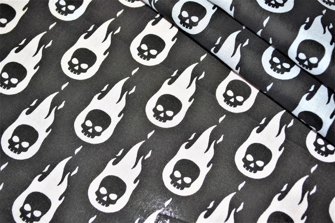 Black Cotton Skull Flamed