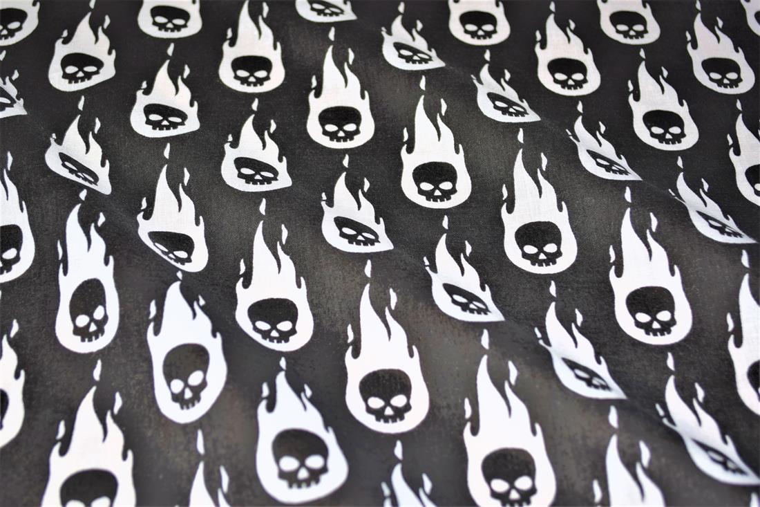 Black Cotton Skull Flamed
