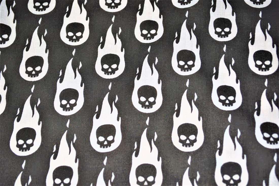 Black Cotton Skull Flamed