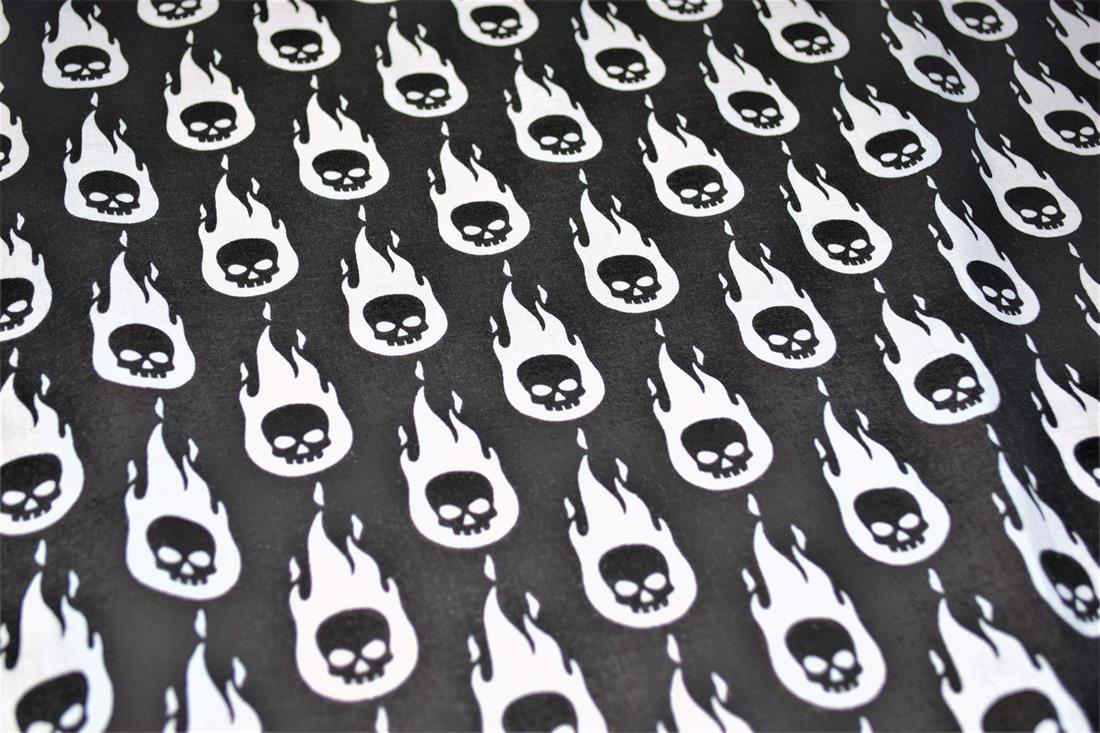 Black Cotton Skull Flamed