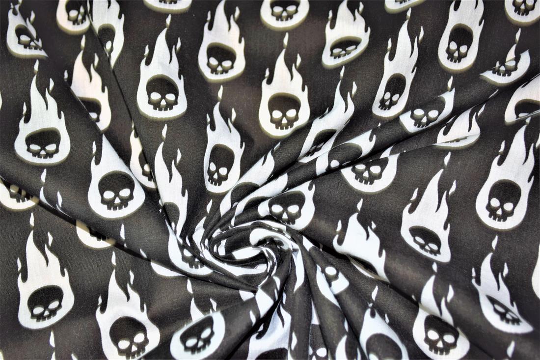 Black Cotton Skull Flamed