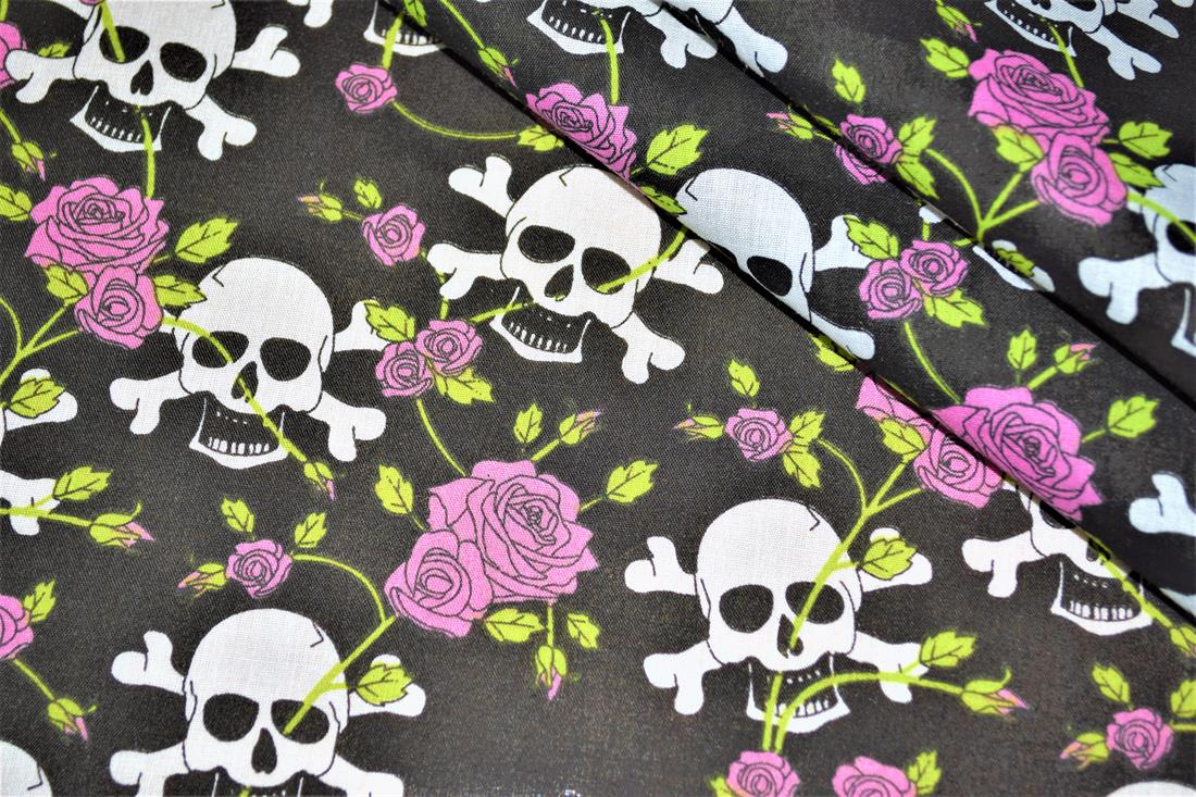 Black & Pink Cotton Printed Poly Cottons