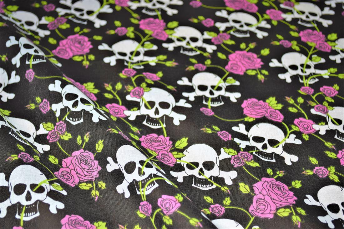 Black & Pink Cotton Printed Poly Cottons