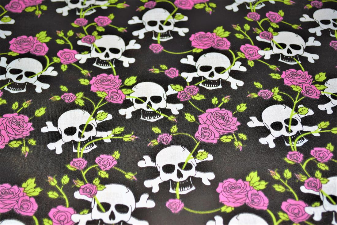 Black & Pink Cotton Printed Poly Cottons