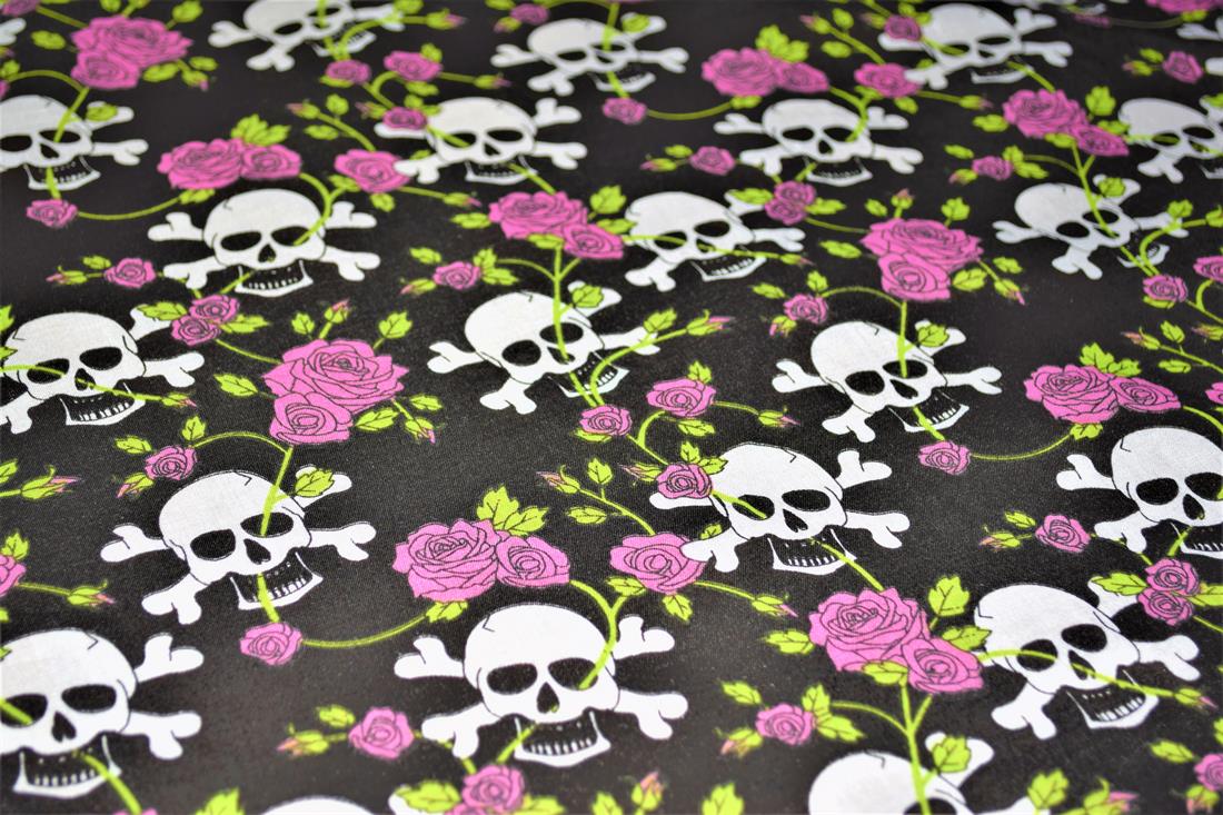 Black & Pink Cotton Printed Poly Cottons