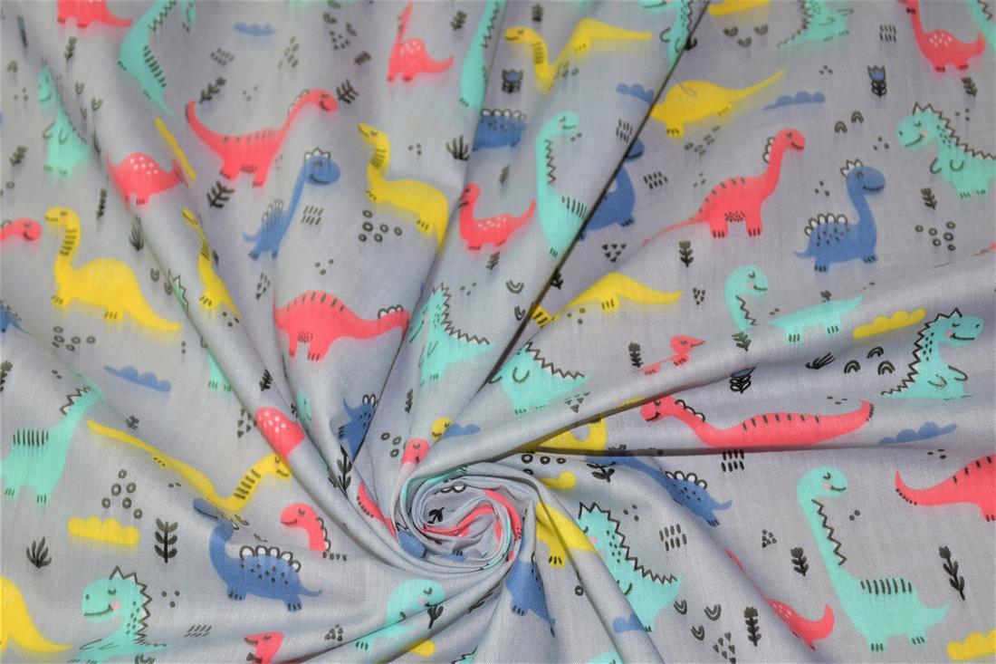 Grey Cotton Printed Poly Cottons