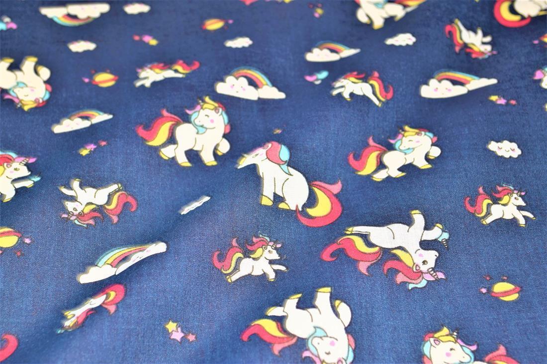 Navy Blue Cotton Printed Poly Cottons