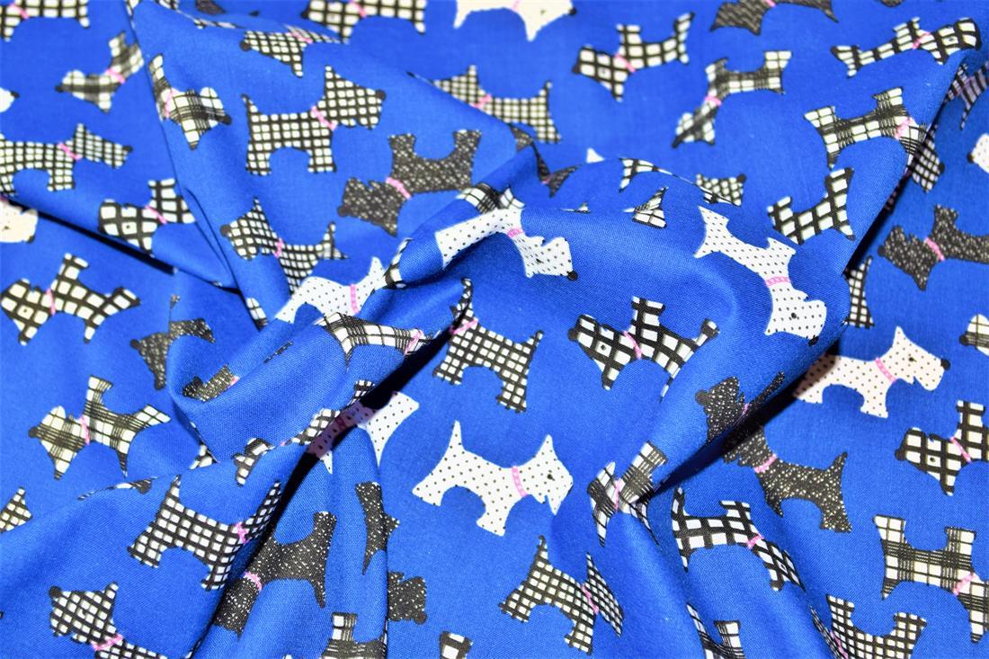 Royal Blue Cotton Printed Poly Cottons