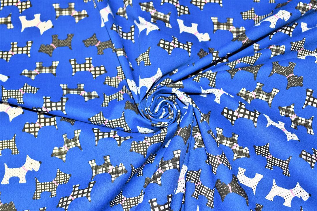 Royal Blue Cotton Printed Poly Cottons