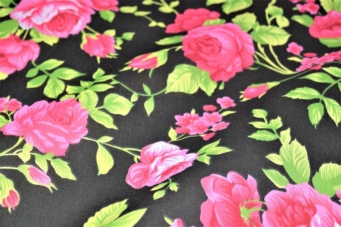 Black & Pink Cotton Printed Poly Cottons