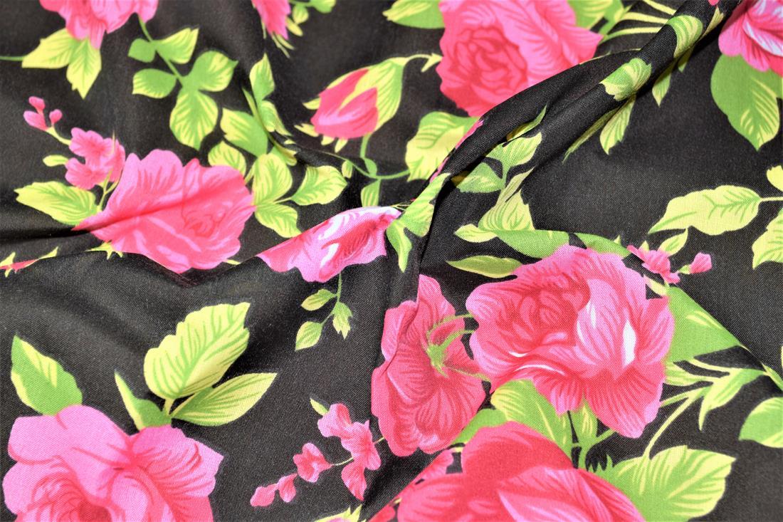 Black & Pink Cotton Printed Poly Cottons
