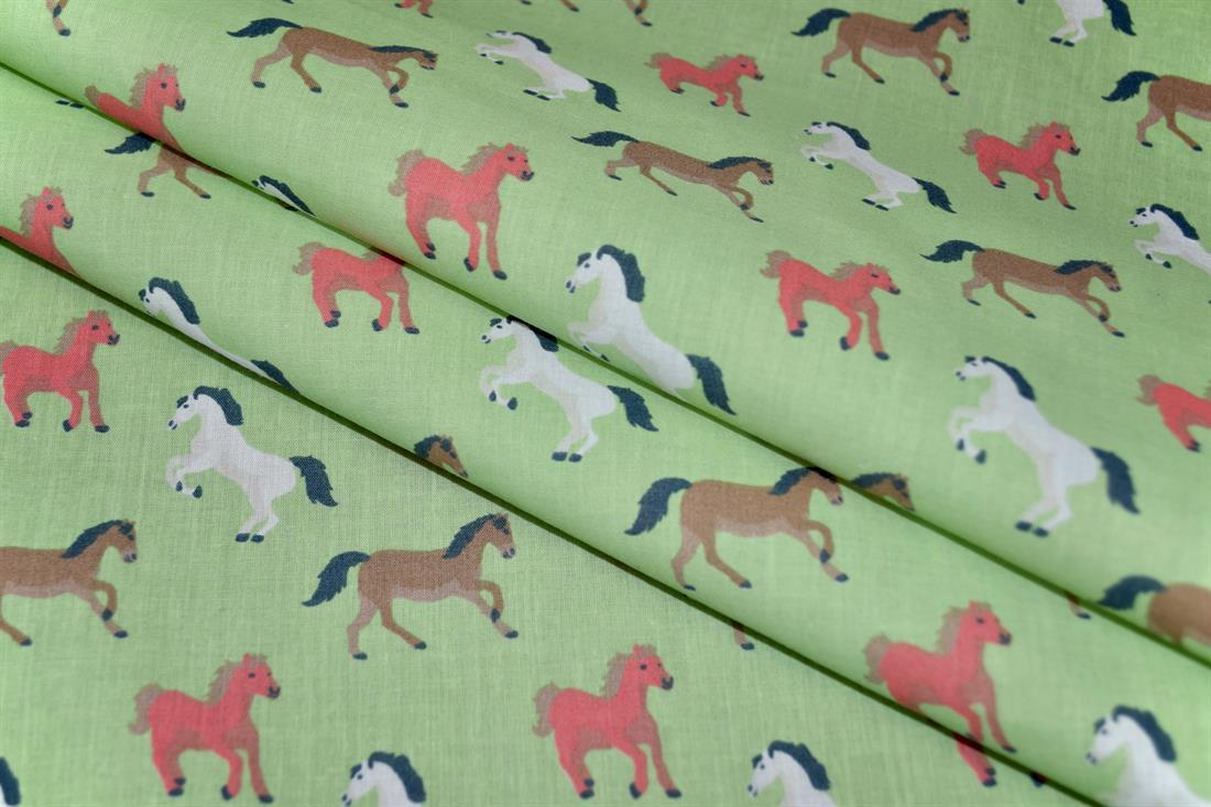 Green Cotton Printed Poly Cottons