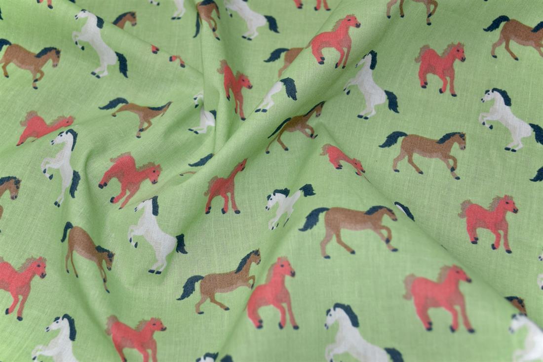 Green Cotton Printed Poly Cottons