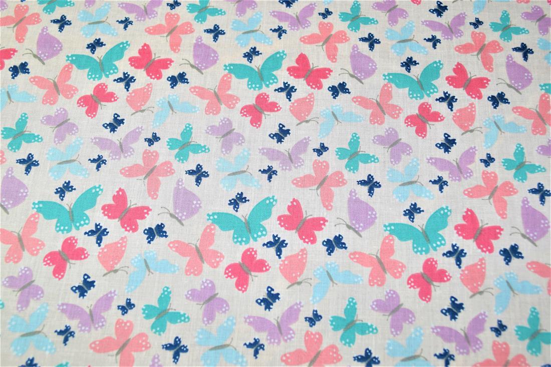 Light Blue Cotton Printed Poly Cottons