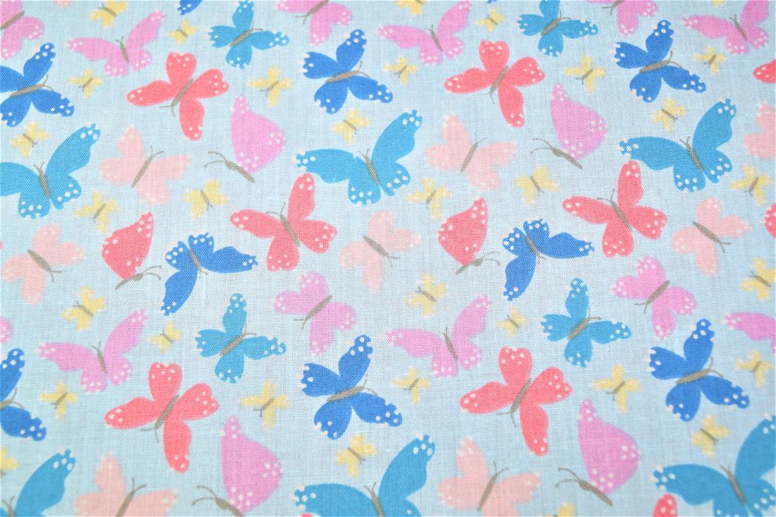 Light Blue Cotton Printed Poly Cottons
