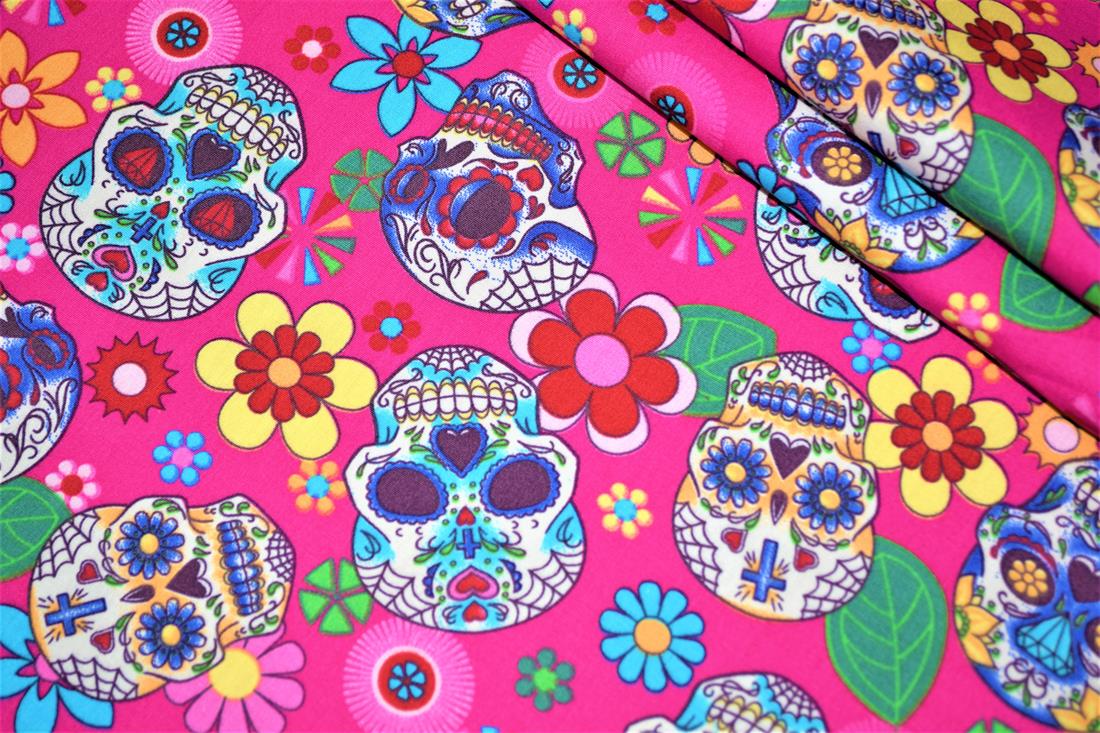 Pink Cotton Printed Skull