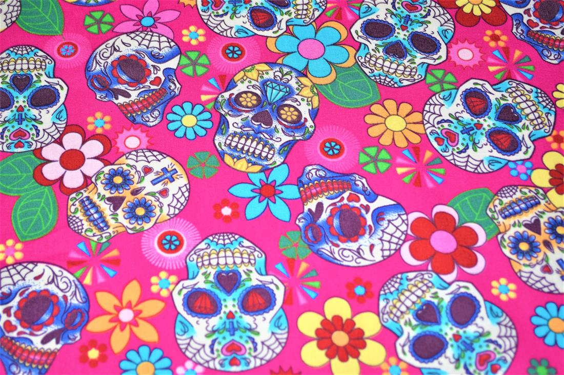 Pink Cotton Printed Skull