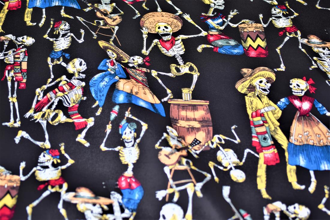 Black Printed Cotton Skeleton