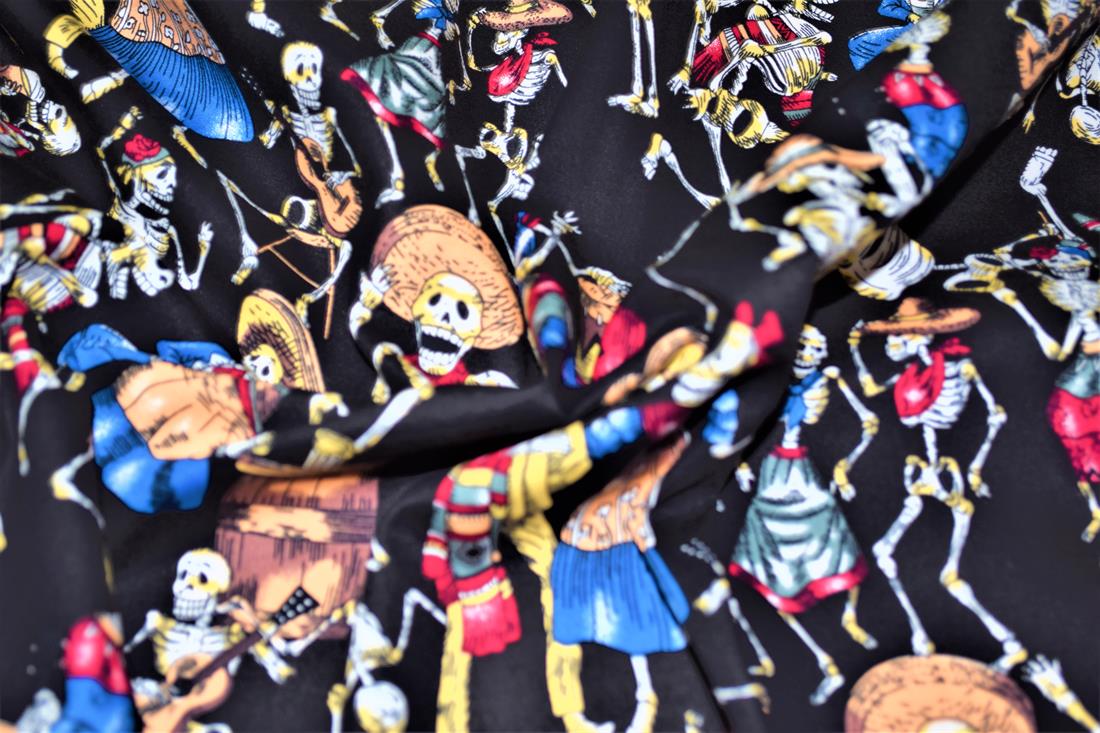 Black Printed Cotton Skeleton