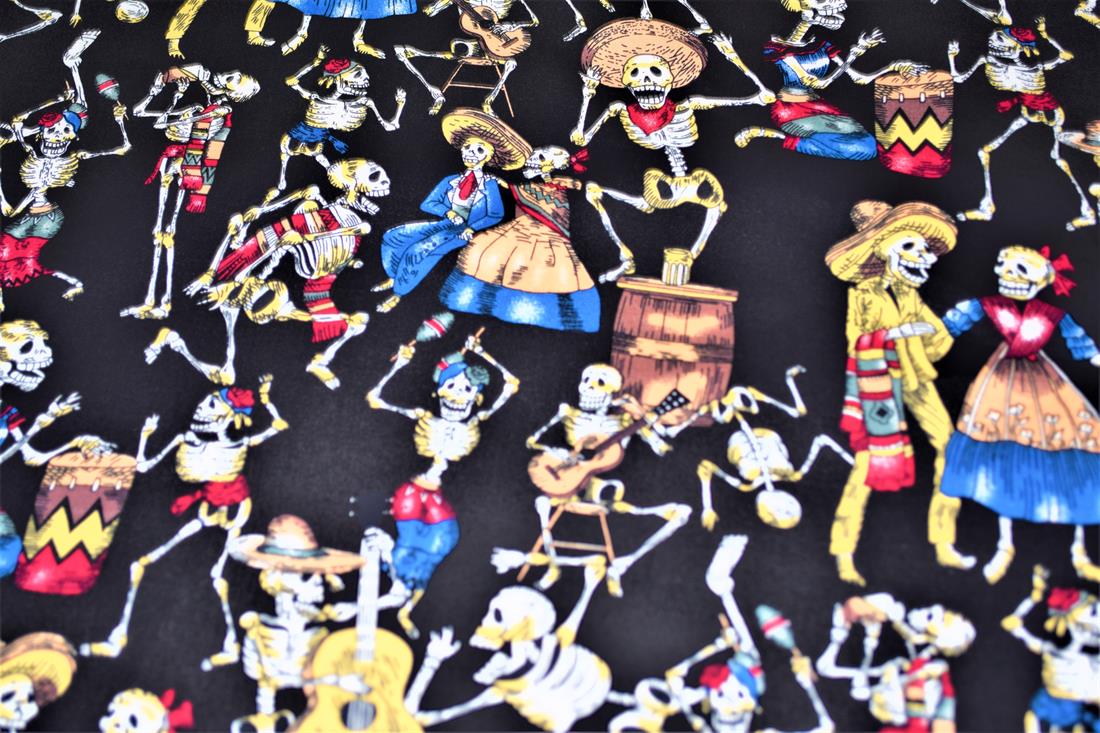 Black Printed Cotton Skeleton