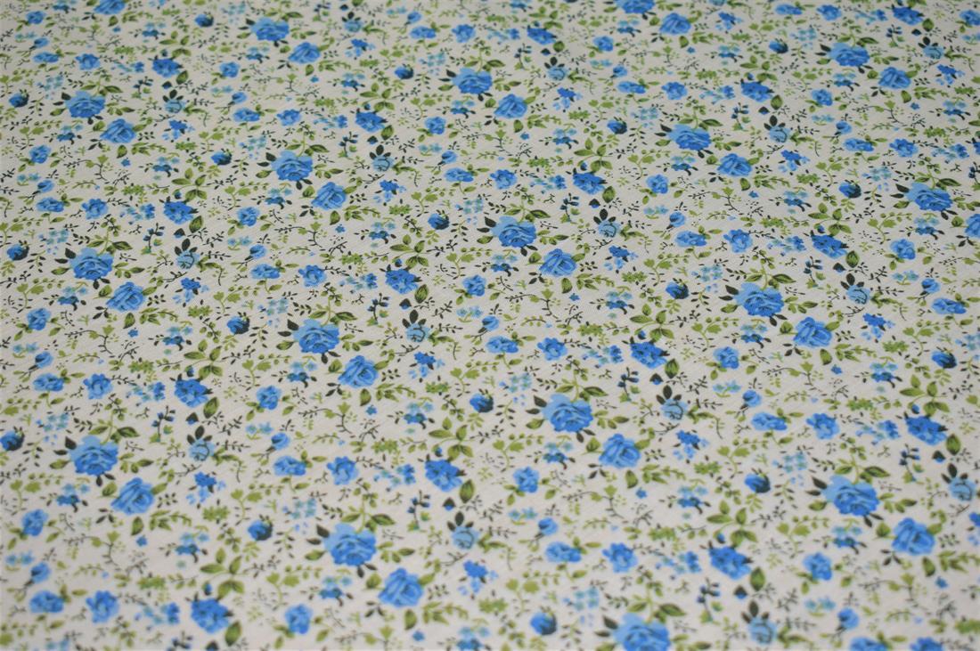 Blue Cotton Printed Polycotton