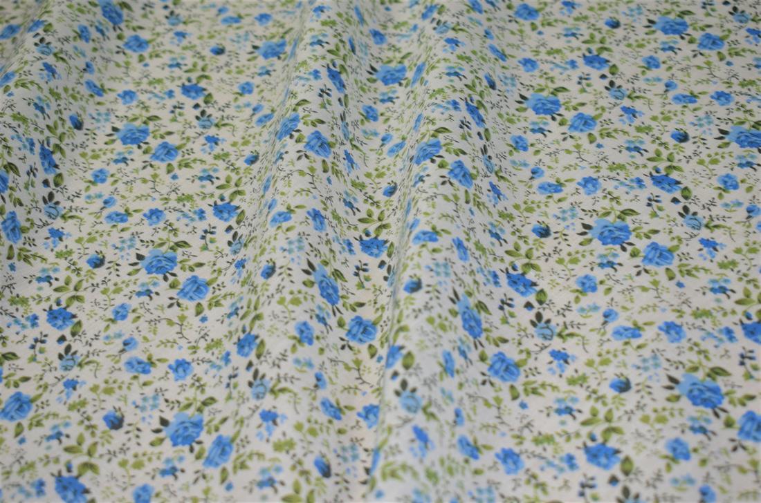 Blue Cotton Printed Polycotton