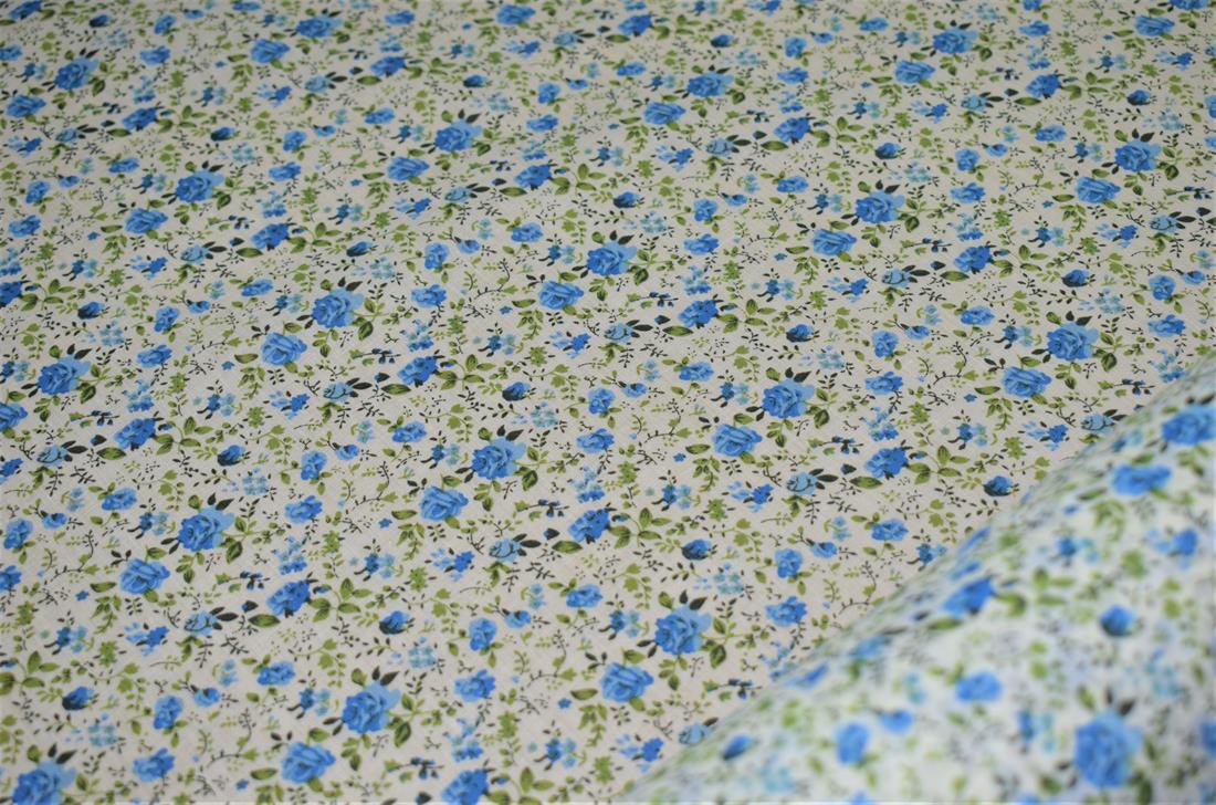 Blue Cotton Printed Polycotton