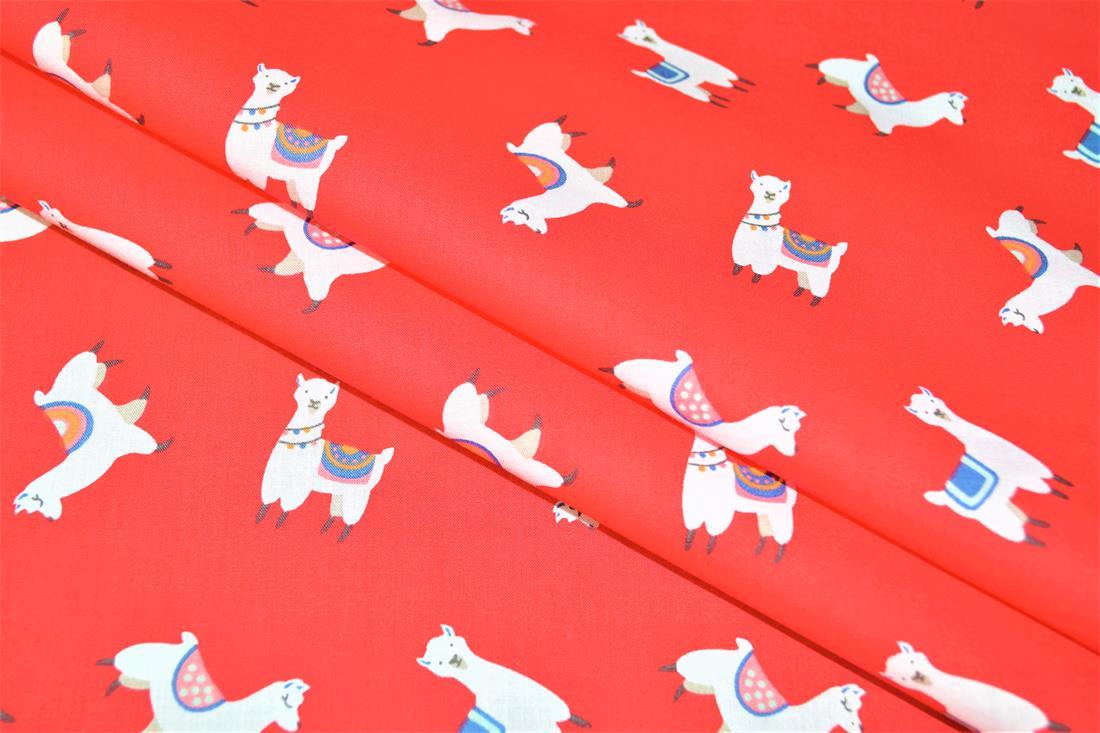 Red Cotton Printed Poly Cottons
