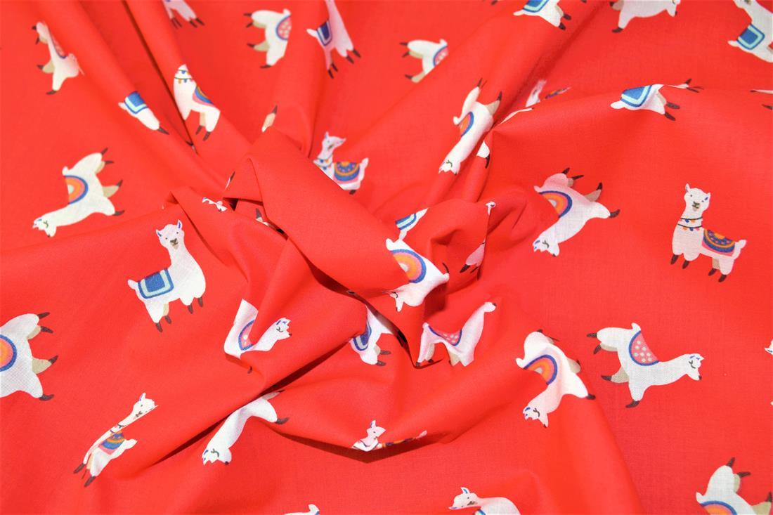Red Cotton Printed Poly Cottons