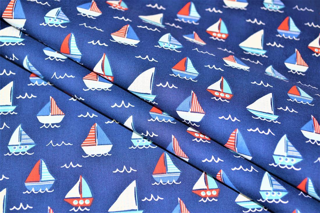 Navy Blue Cotton Printed Poly Cottons