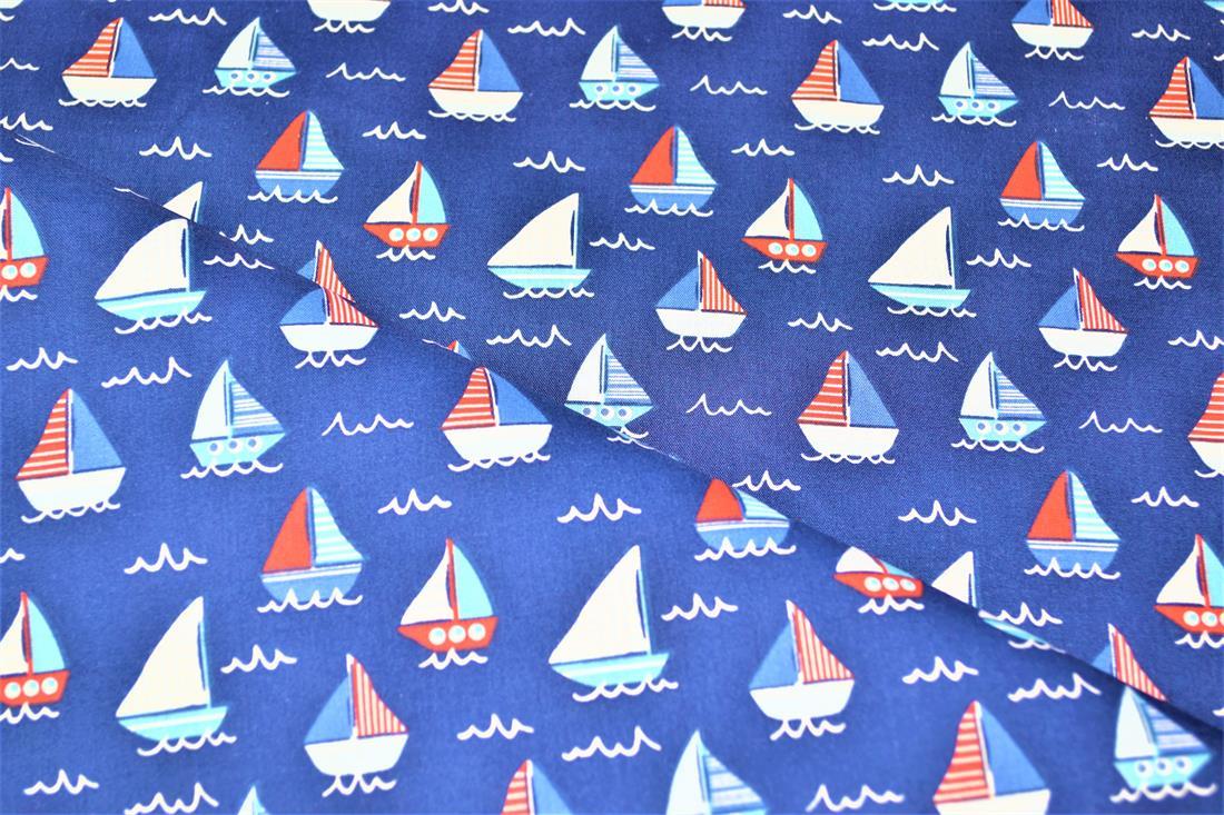 Navy Blue Cotton Printed Poly Cottons