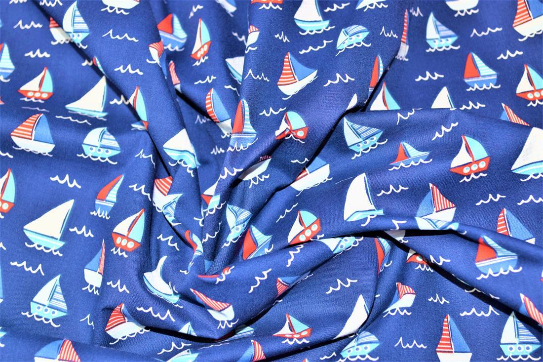 Navy Blue Cotton Printed Poly Cottons