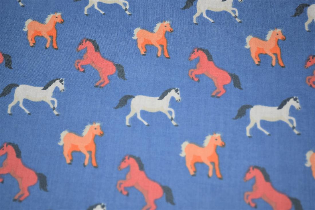 Blue Cotton Printed Poly Cottons