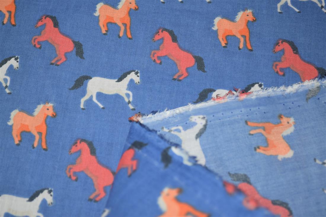 Blue Cotton Printed Poly Cottons