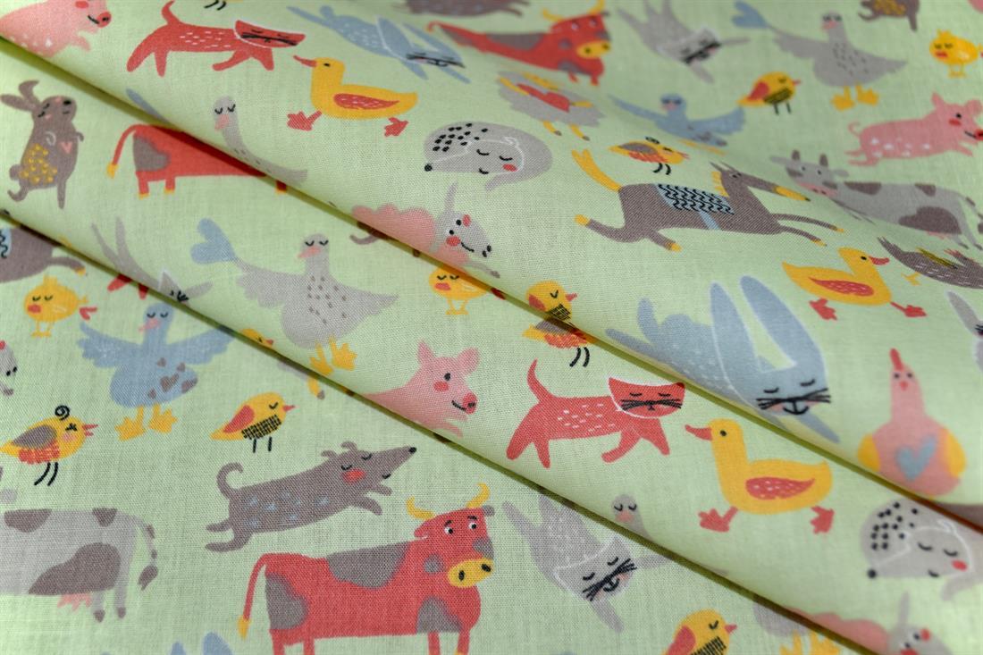 Mint Green Cotton Printed Poly Cottons
